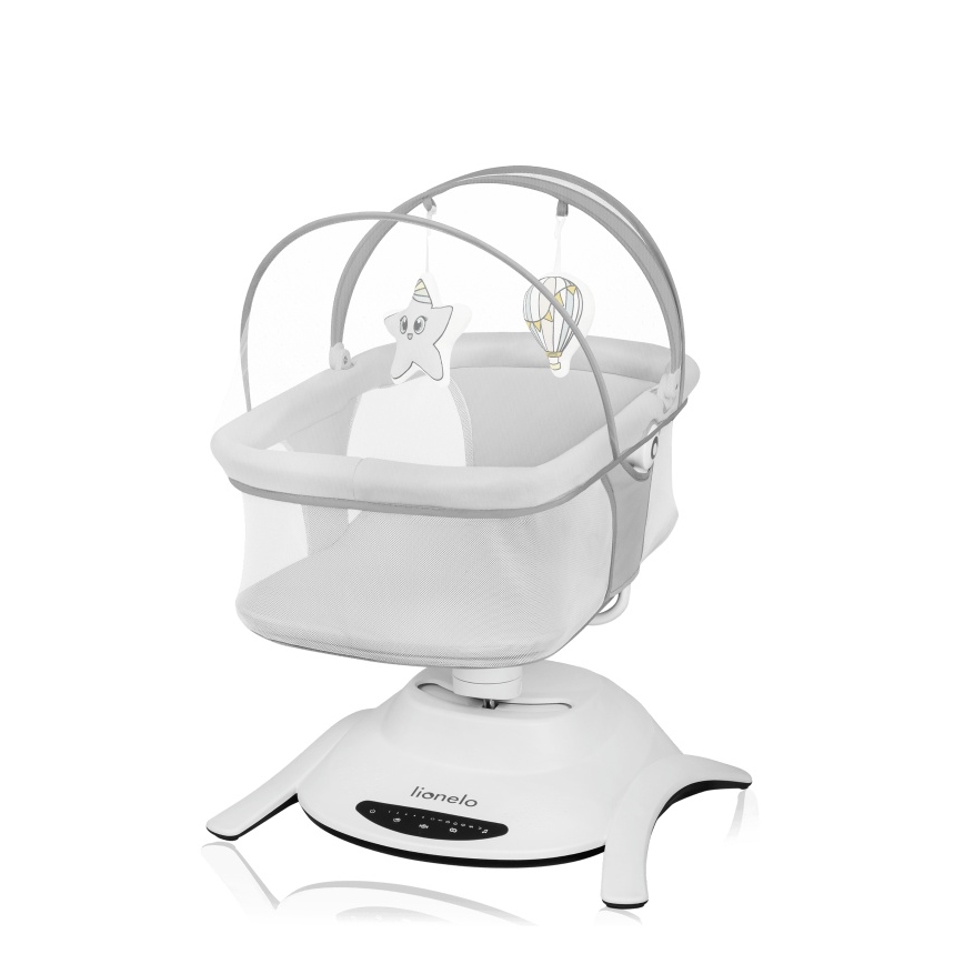 Lionelo - 2-in-1 babywip BELLA met melodie, 4xAA, betongrijs + afstandsbediening