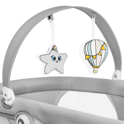Lionelo - 2-in-1 babywip BELLA met melodie, 4xAA, betongrijs + afstandsbediening