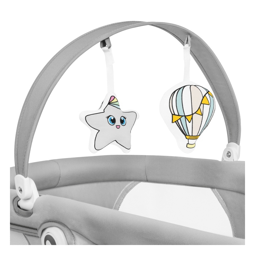 Lionelo - 2-in-1 babywip BELLA met melodie, 4xAA, betongrijs + afstandsbediening