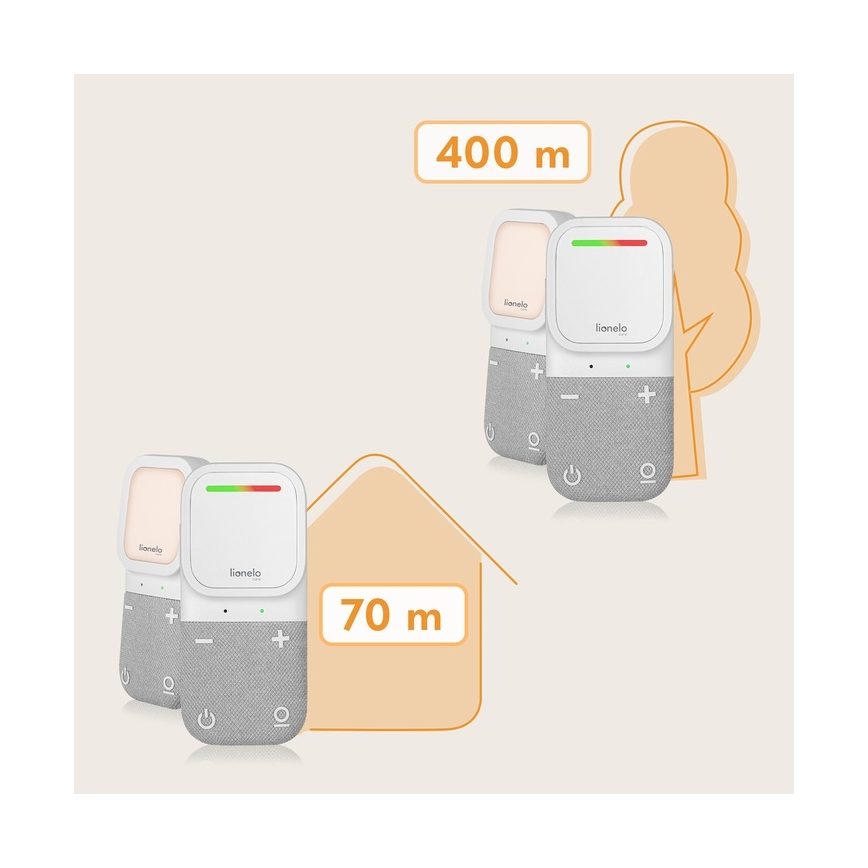 Lionelo - Wireless rechargeable audio baby monitor BABYLINE 2.2 5V