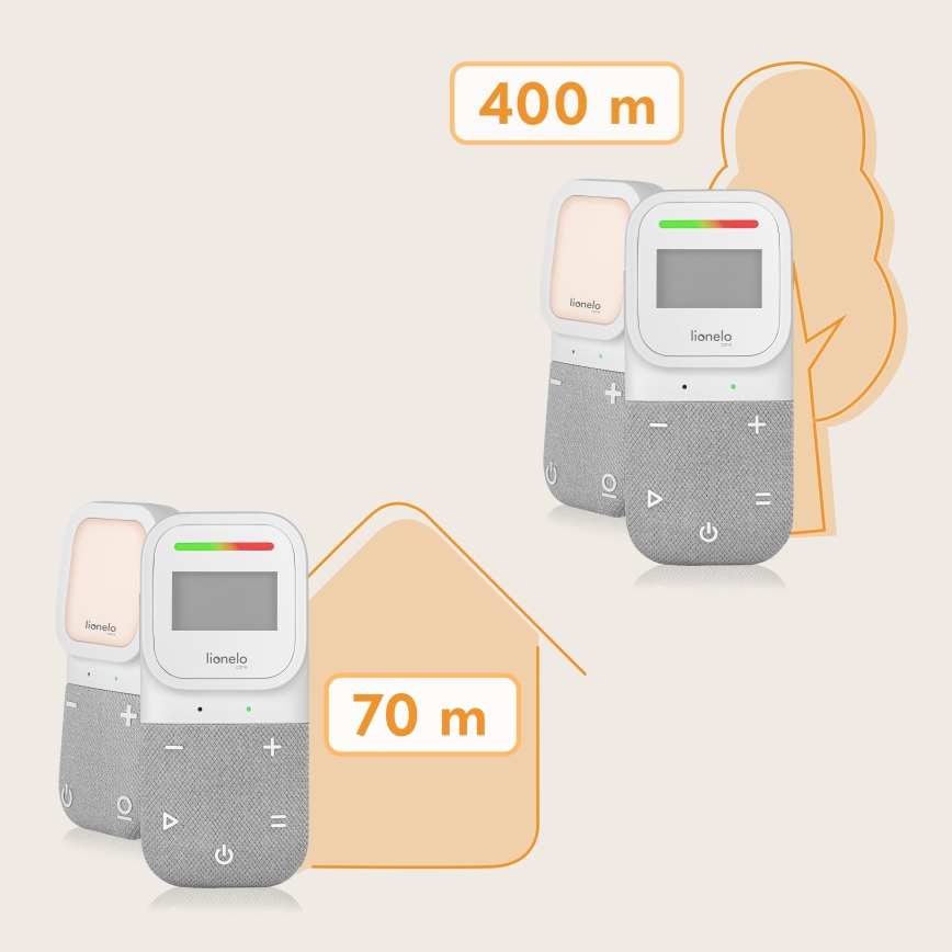 Lionelo - Wireless rechargeable audio baby monitor BABYLINE 2.3 5V