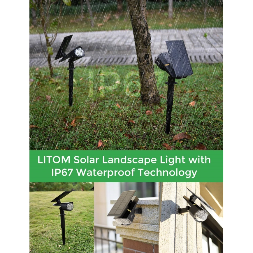 Litom - SET 2x Dimbare Solar LED Lamp 2in1 LED/3,7V IP67