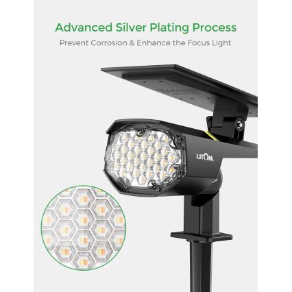 Litom - SET 2x Dimbare Solar LED Lamp 2in1 LED/3,7V IP67