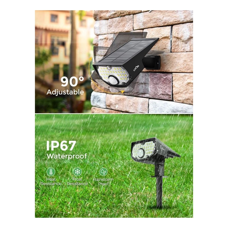 Litom - SET 2x LED Solar lamp met een bewegings- en schemersensor 2in1 LED/3,7V IP67