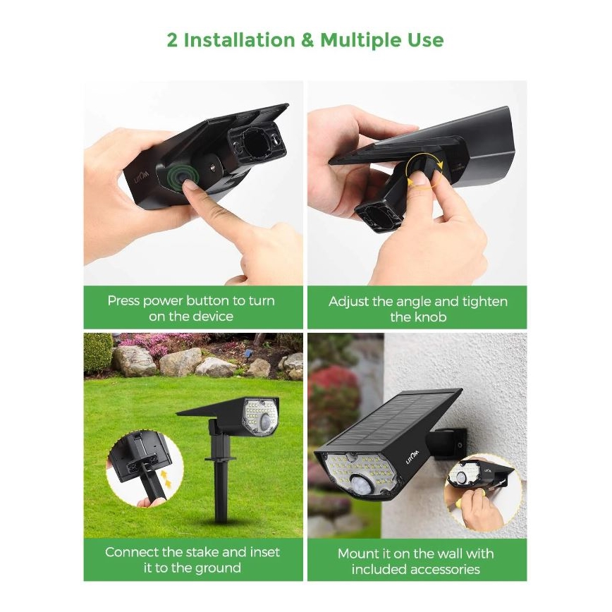 Litom - SET 2x LED Solar lamp met een bewegings- en schemersensor 2in1 LED/3,7V IP67