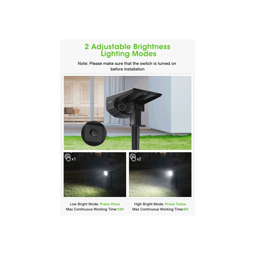 Litom - SET 4x Dimbare Solar LED Lamp 2in1 LED/3,7V IP67