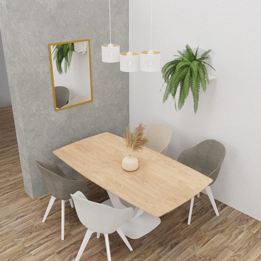 Hanglamp aan kabel LOFT SHADE 3xE27/60W/230V wit/goud