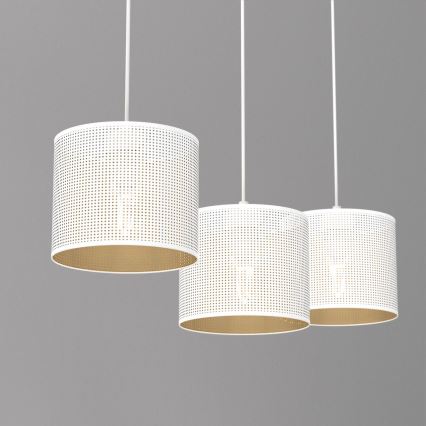 Hanglamp aan kabel LOFT SHADE 3xE27/60W/230V wit/goud