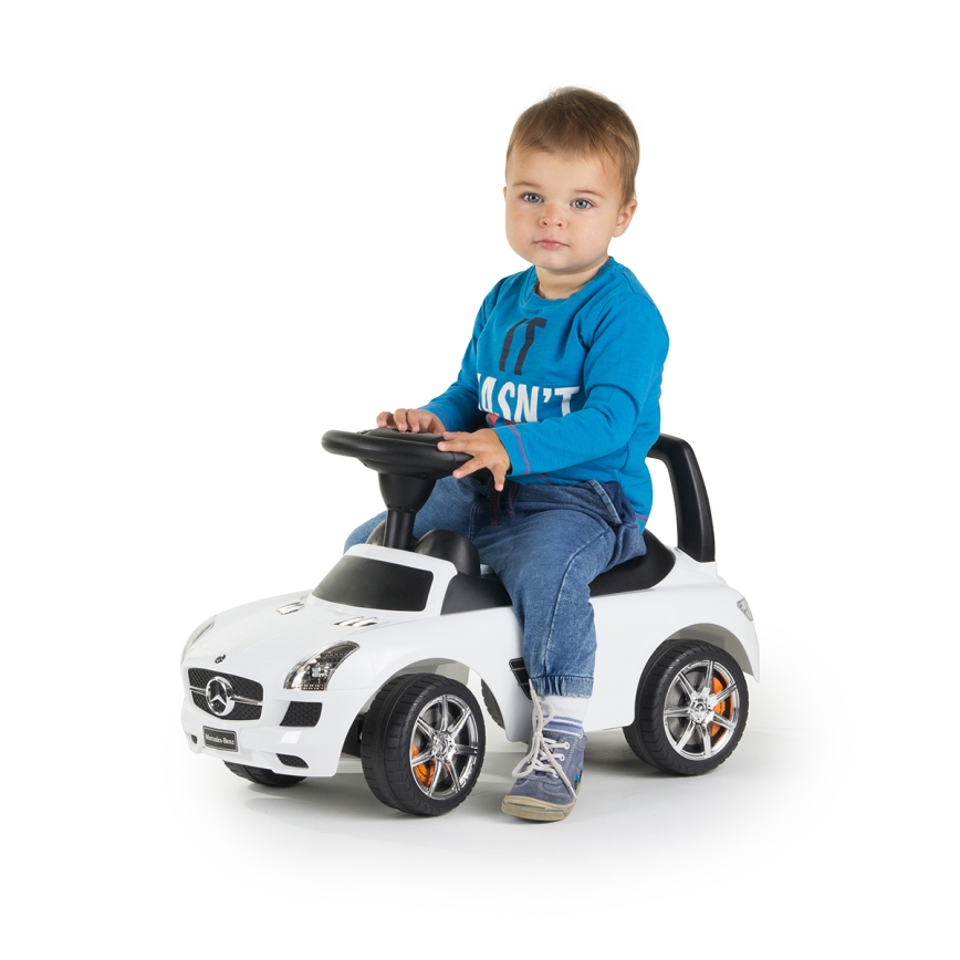 Loopfiets Mercedes 2xAA wit/zwart