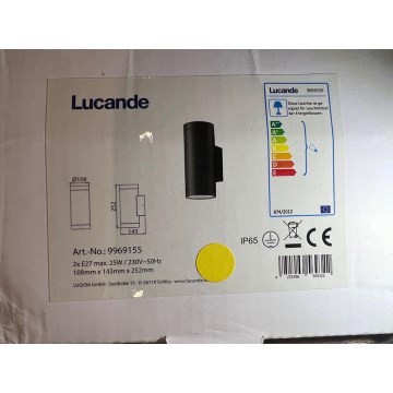 Lucande - Buitenwandlamp THOMKE 2xE27/20W/230V IP65