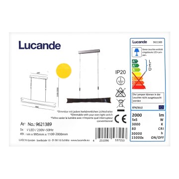 Lucande - Dimbare LED hanglamp aan een koord EBBA 5xLED/5W/230V