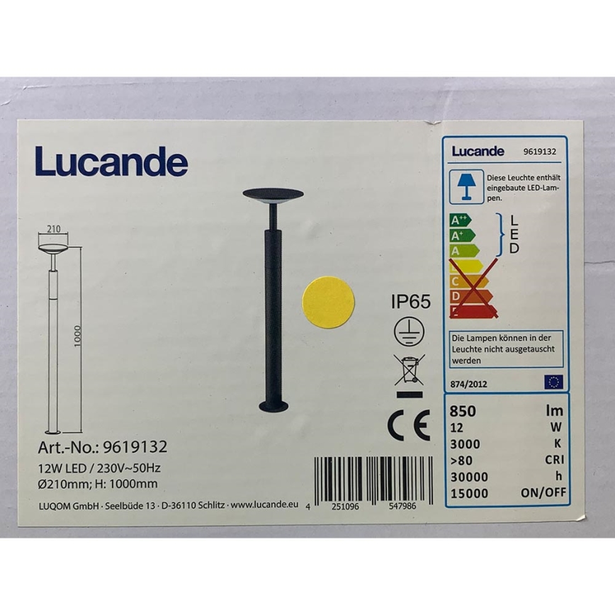 Lucande - LED Buitenlamp FENIA LED/12W/230V IP65