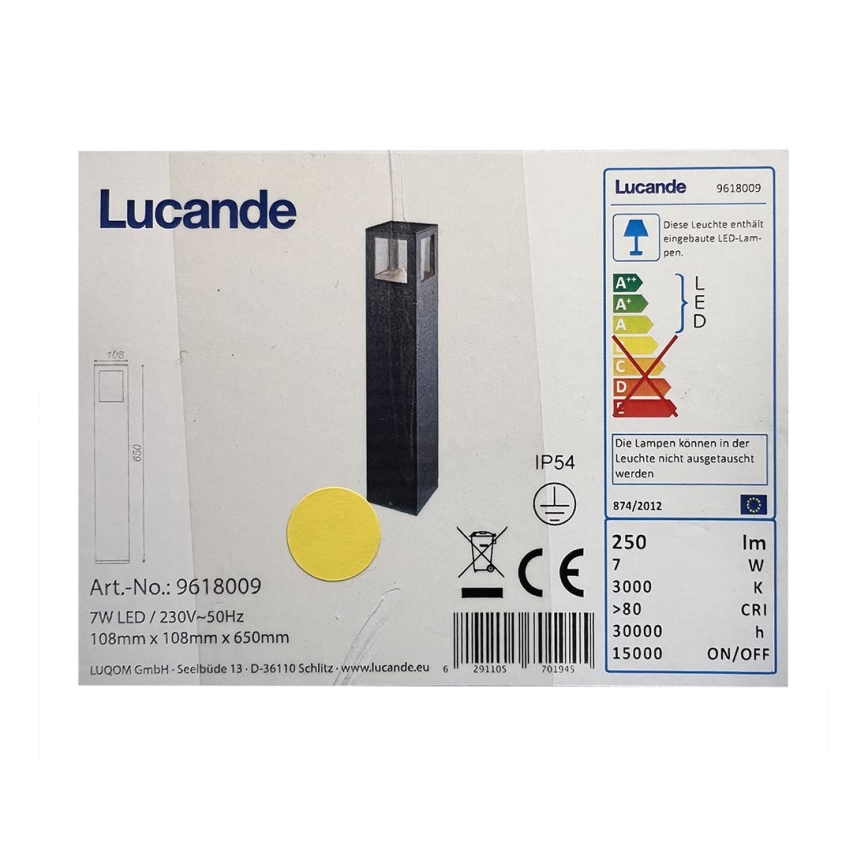 Lucande - LED Buitenlamp NICOLA LED/7W/230V IP54