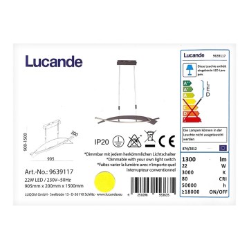 Lucande - LED Dimbare kroonluchter aan snoer MARIJA LED/22W/230V