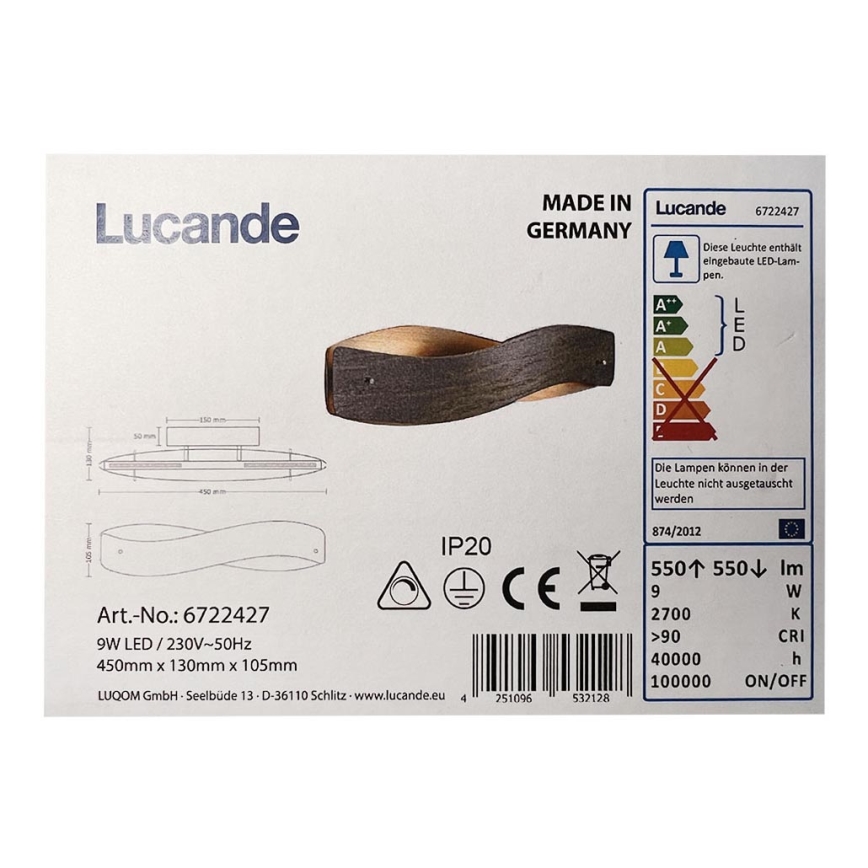 Lucande - LED wand verlichting LIAN LED/9W/230V