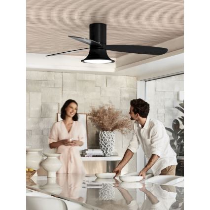 Lucci Air 210662 - LED dimbare plafondventilator FLUSSO 1xGX53/18W/230V hout/zwart + afstandsbediening