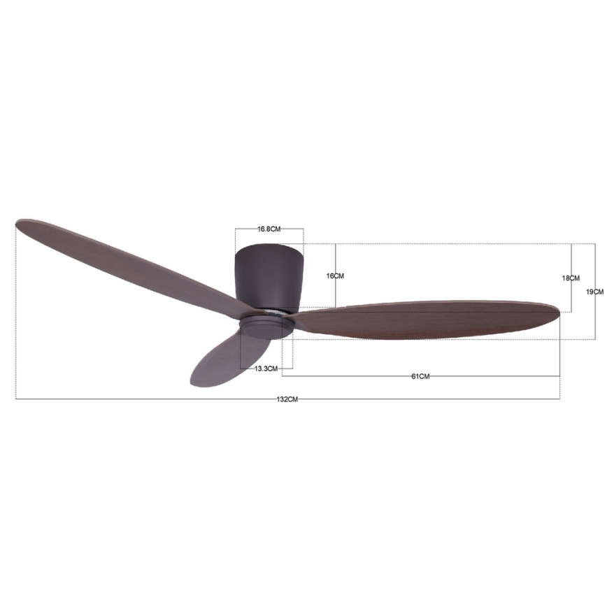 Lucci air 212883 - Plafondventilator AIRFUSION RADAR hout/bruin Ø 132 cm + afstandsbediening