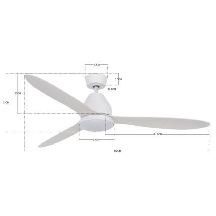 Lucci air 213043 - LED-plafondventilator WHITEHAVEN GX53/17W/230V wit + afstandsbediening