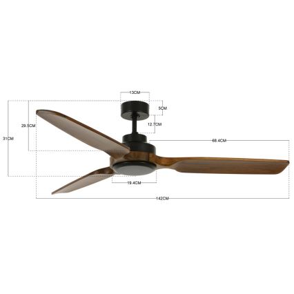Lucci air 213051 - Plafondventilator SHOALHAVEN zwart/bruin Ø 142 cm