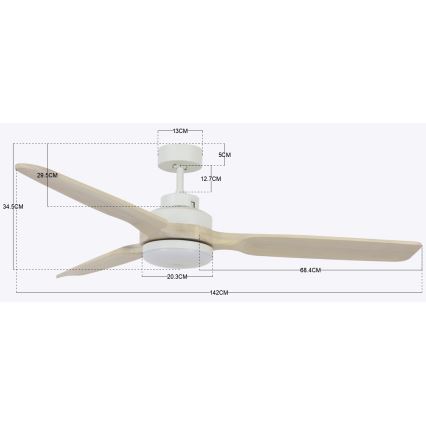 Lucci air 213055 - LED-plafondventilator SHOALHAVEN GX53/17W/230V paulowniahout/wit Ø 142 cm + afstandsbediening