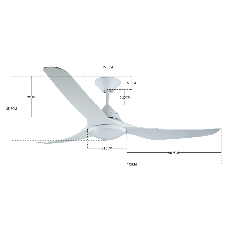 Lucci air 213096 - LED plafondventilator MARINER LED/15W/230V, wit, Ø 142 cm + afstandsbediening