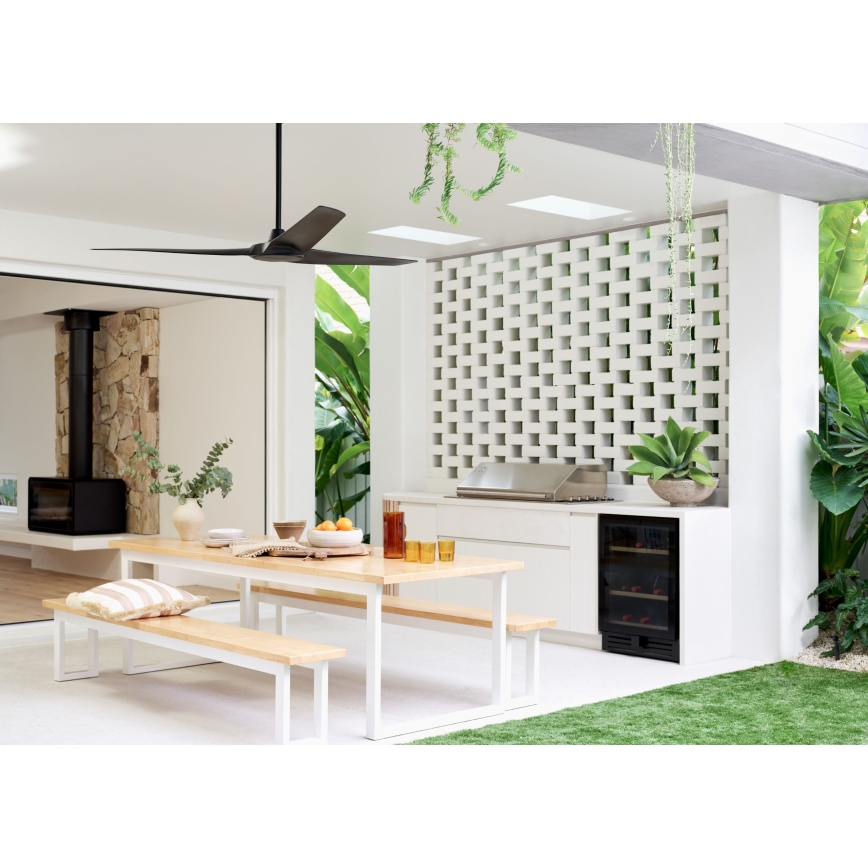 Lucci Air 21321649 - Plafondventilator ABYSS diameter 142 cm IP66 zwart + afstandsbediening