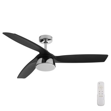 Lucci air 513072 - BRONX dimbare LED-plafondventilator, LED 18W/230V, 3000/4000/6000K, zwart/glanzend chroom, Ø 132 cm + afstandsbediening