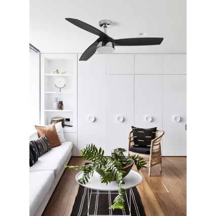 Lucci air 513072 - BRONX dimbare LED-plafondventilator, LED 18W/230V, 3000/4000/6000K, zwart/glanzend chroom, Ø 132 cm + afstandsbediening