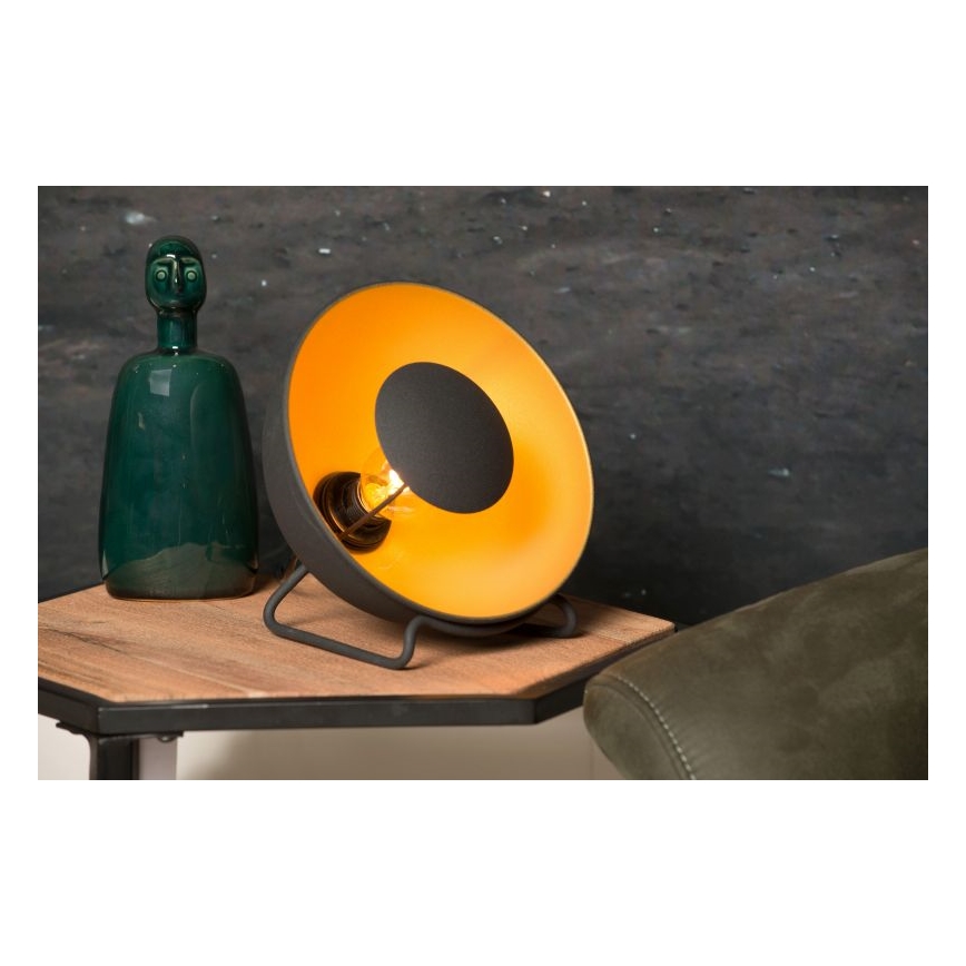 Lucide 05530/20/30 - Tafellamp ALVARO 1xE14/25W/230V diameter 20 cm zwart/gouden