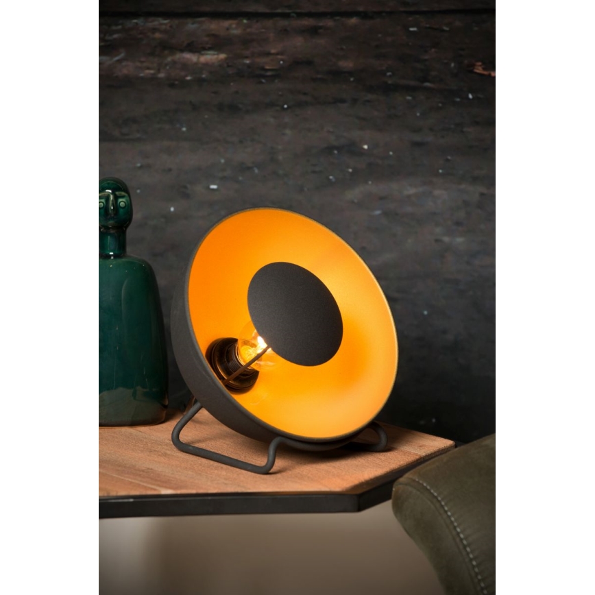 Lucide 05530/20/30 - Tafellamp ALVARO 1xE14/25W/230V diameter 20 cm zwart/gouden