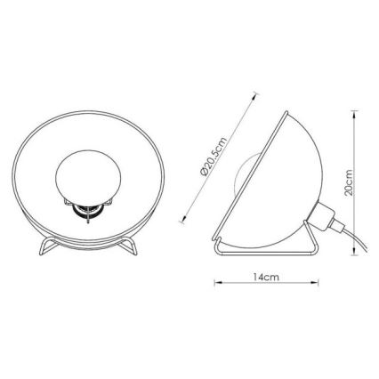 Lucide 05530/20/30 - Tafellamp ALVARO 1xE14/25W/230V diameter 20 cm zwart/gouden
