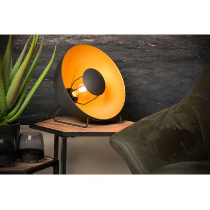 Lucide 05530/31/30 - Tafellamp ALVARO 1xE27/40W/230V diameter 31 cm zwart/gouden