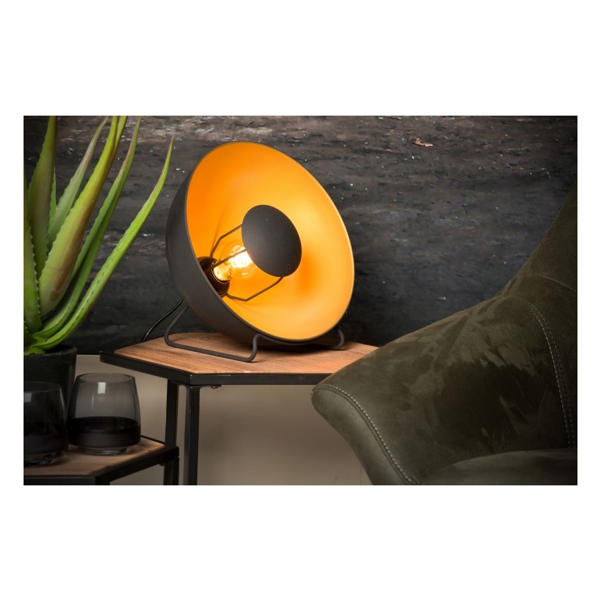 Lucide 05530/31/30 - Tafellamp ALVARO 1xE27/40W/230V diameter 31 cm zwart/gouden