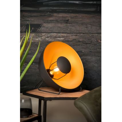 Lucide 05530/31/30 - Tafellamp ALVARO 1xE27/40W/230V diameter 31 cm zwart/gouden