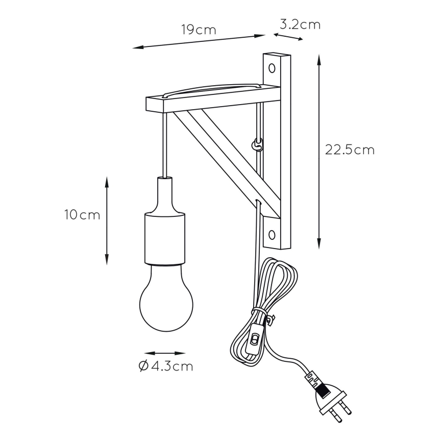 Lucide 08208/01/30 - Wand Lamp FIX WALL 1xE27/60W/230V zwart