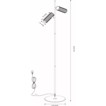 Lucide 09739/02/30 - Staande Lamp CLUBS 2xGU10/40W/230V zwart