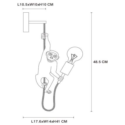 Lucide 10202/01/30 - Wandlamp EXTRAVAGANZA CHIMP 1xE27/60W/230V