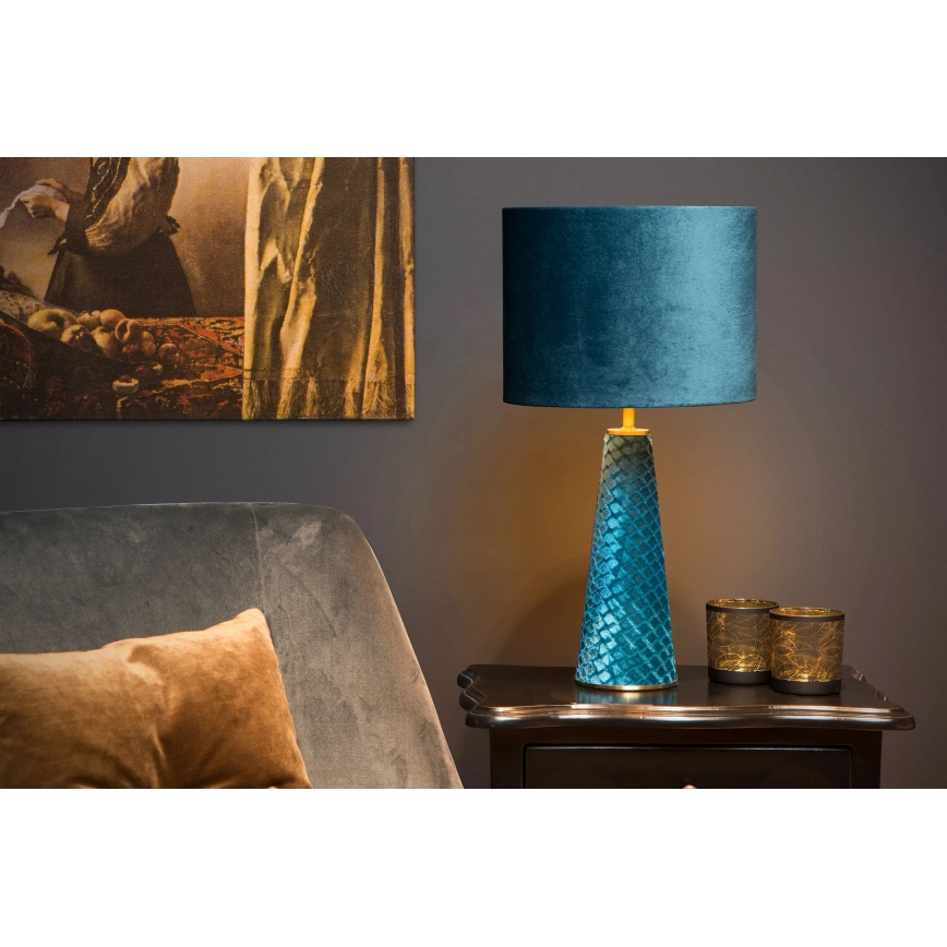 Lucide 10501/81/37 - Tafellamp EXTRAVAGANZA VELVET 1xE27/60W/230V blauw
