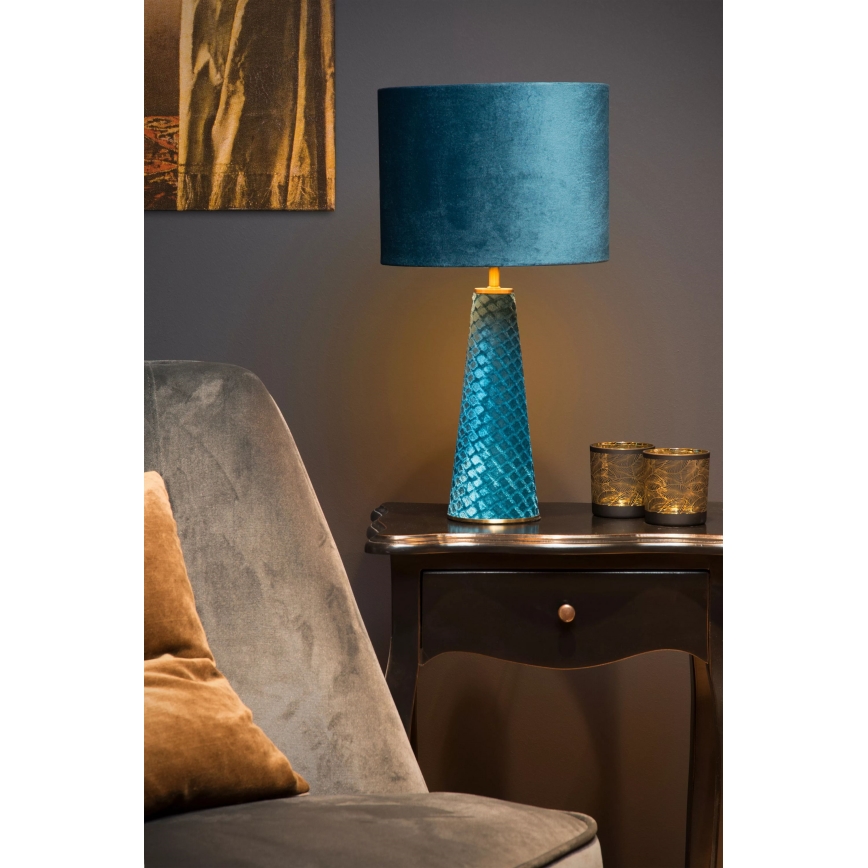 Lucide 10501/81/37 - Tafellamp EXTRAVAGANZA VELVET 1xE27/60W/230V blauw
