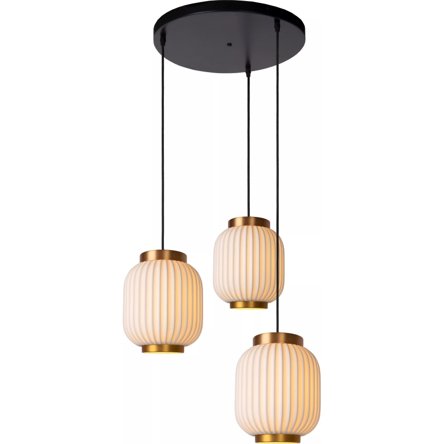 Lucide 13435/03/31 - Hanglamp aan een koord GOSSE 3xE27/40W/230V porselein