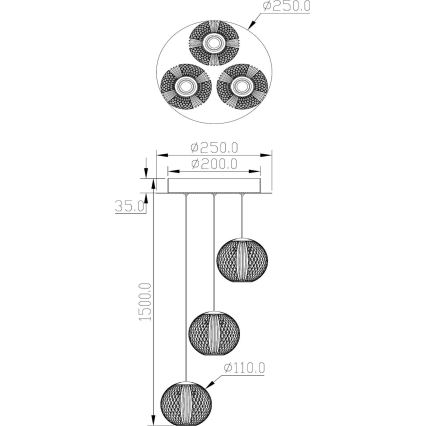 Lucide 13499/13/60 - Dimbare LED hanglamp aan een koord CINTRA 3xLED/4,7W/230V goud