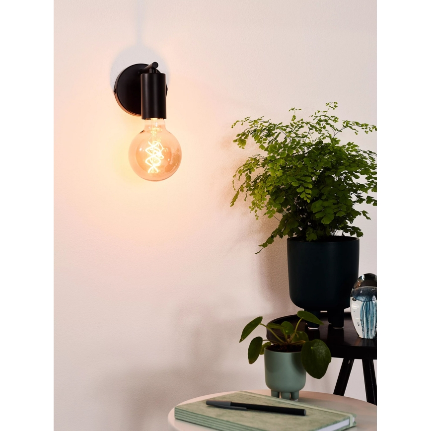 Lucide 21221/01/30 - Wandlamp LEANNE 1xE27/40W/230V zwart