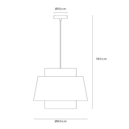 Lucide 21435/60/38 - Hanglamp aan een koord TRIBUTE 1xE27/40W/230V crème