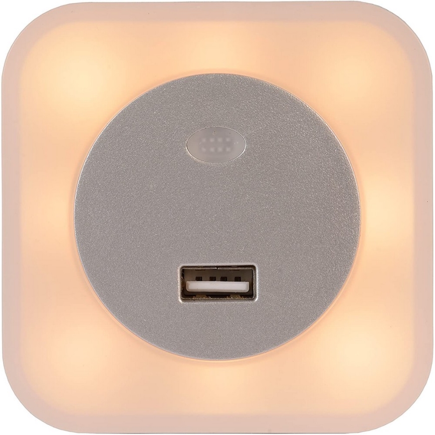 Lucide 22203/01/36 - LED Oriëntatielampje met stekker s USB LED/1W/230V