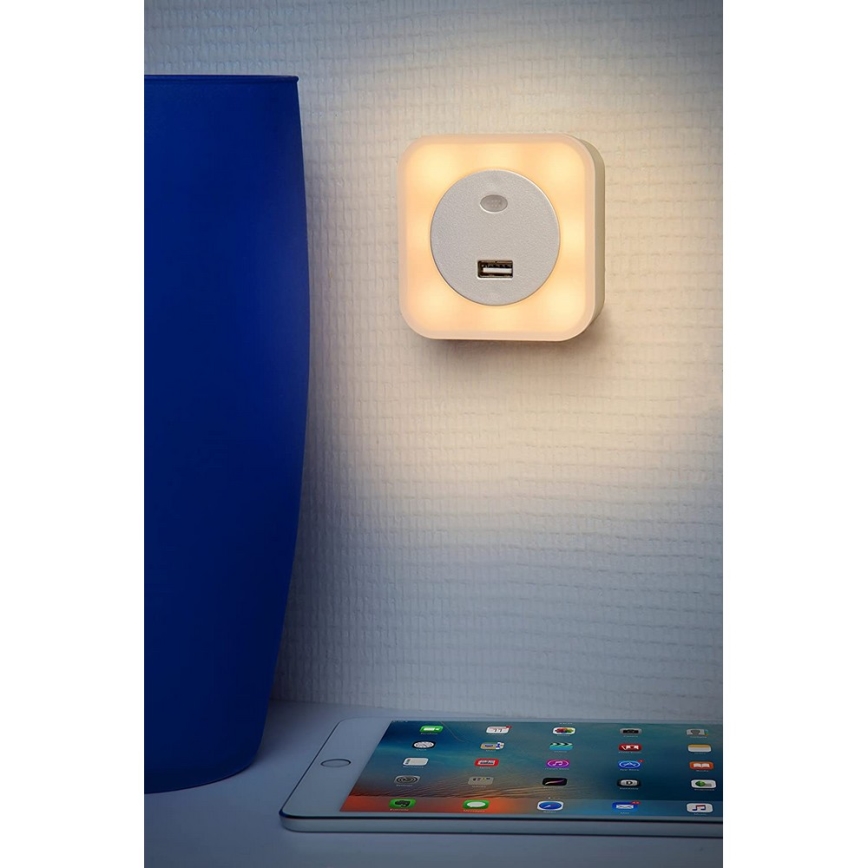 Lucide 22203/01/36 - LED Oriëntatielampje met stekker s USB LED/1W/230V