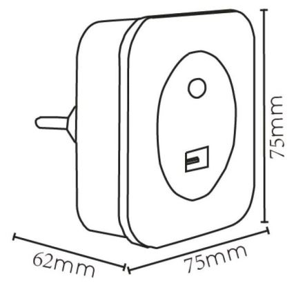 Lucide 22203/01/36 - LED Oriëntatielampje met stekker s USB LED/1W/230V