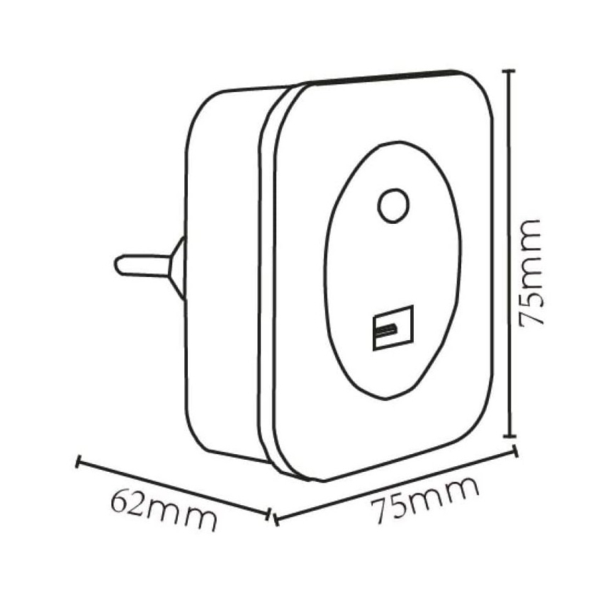Lucide 22203/01/36 - LED Oriëntatielampje met stekker s USB LED/1W/230V