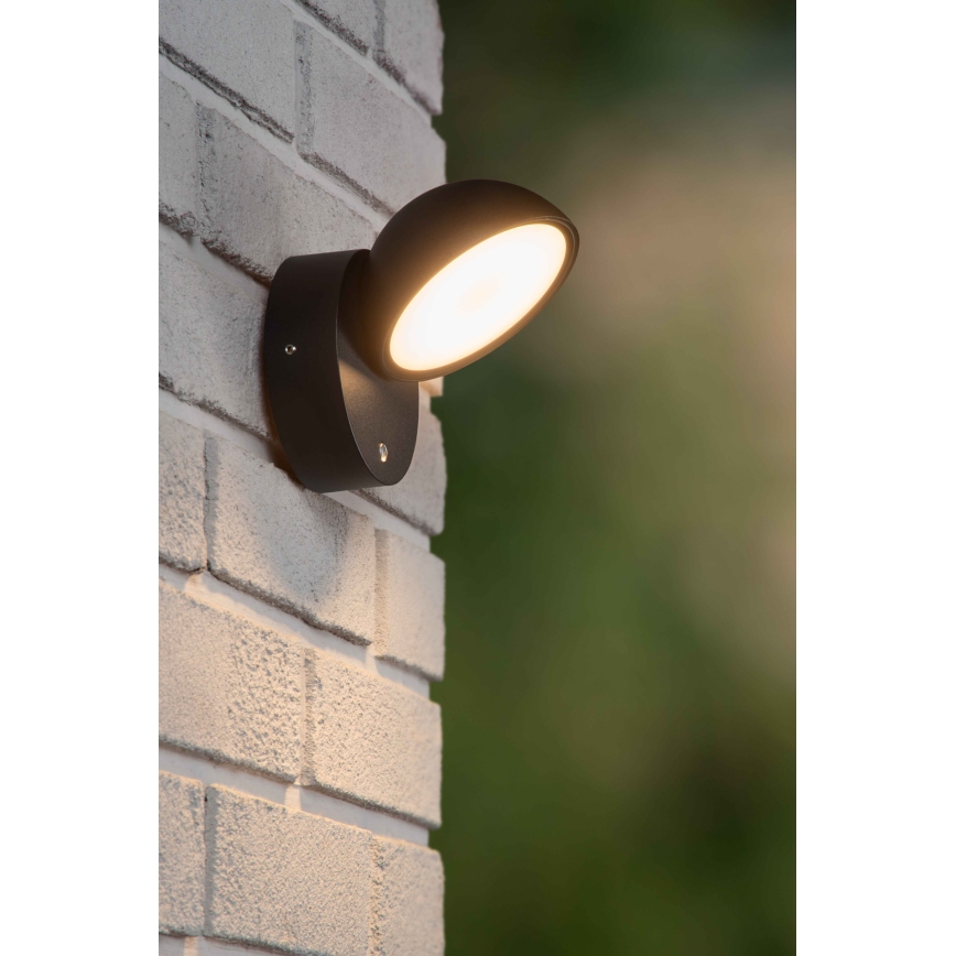 Lucide 22865/12/30 - LED Wandlamp voor buiten met schemersensor FINN LED/12W/230V IP54 zwart