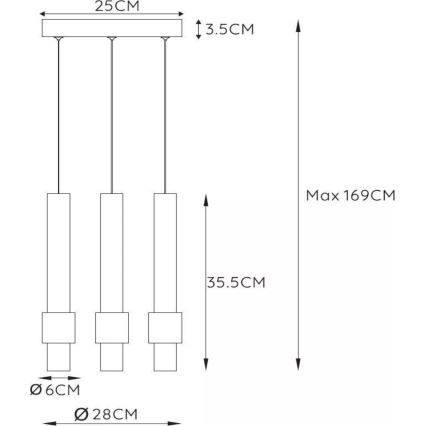 Lucide 24402/15/96 - Dimbare LED hanglamp aan een koord MARGARY 3xLED/4W/230V messing