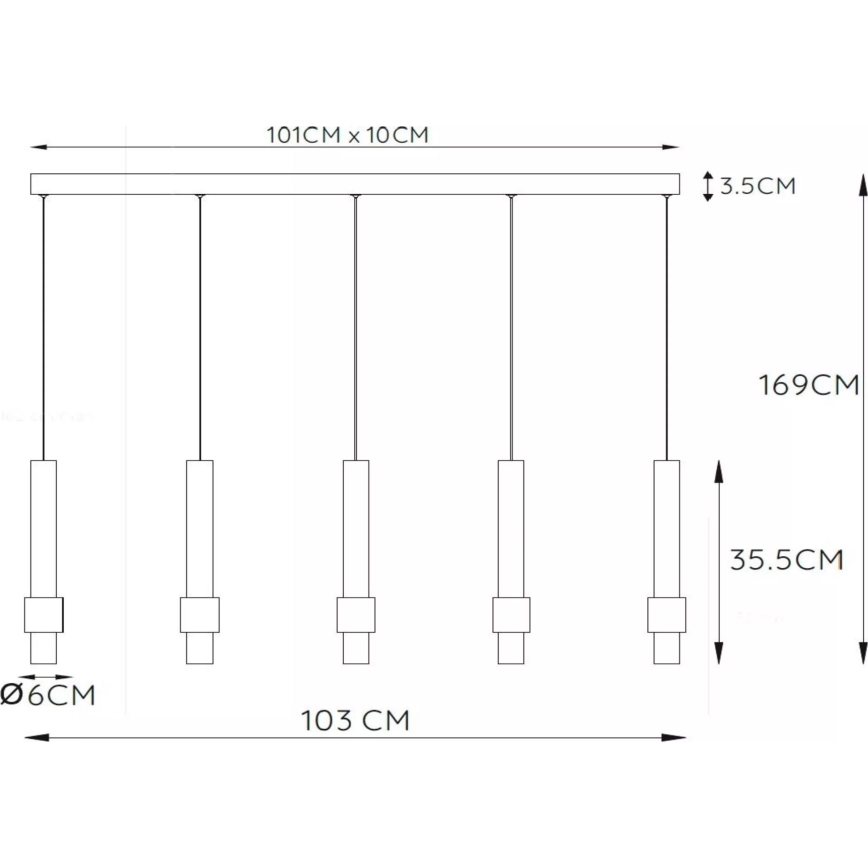 Lucide 24402/30/96 - Dimbare LED hanglamp aan een koord MARGARY 5xLED/4,2W/230V messing